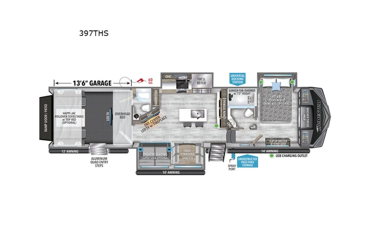 Representative floor plan provided by a trusted RVshare partner.