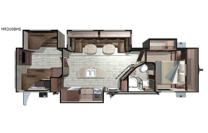 Representative floor plan provided by a trusted RVshare partner.