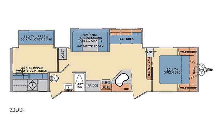 Representative floor plan provided by a trusted RVshare partner.