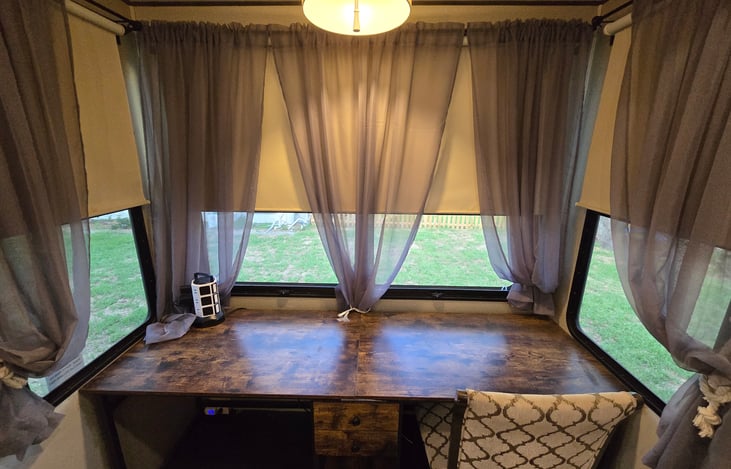 Two seater desk and side by side table