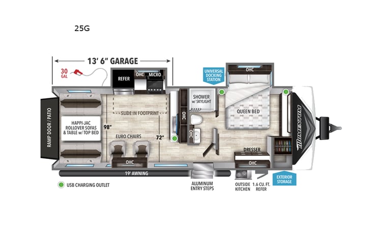 Representative floor plan provided by a trusted RVshare partner.