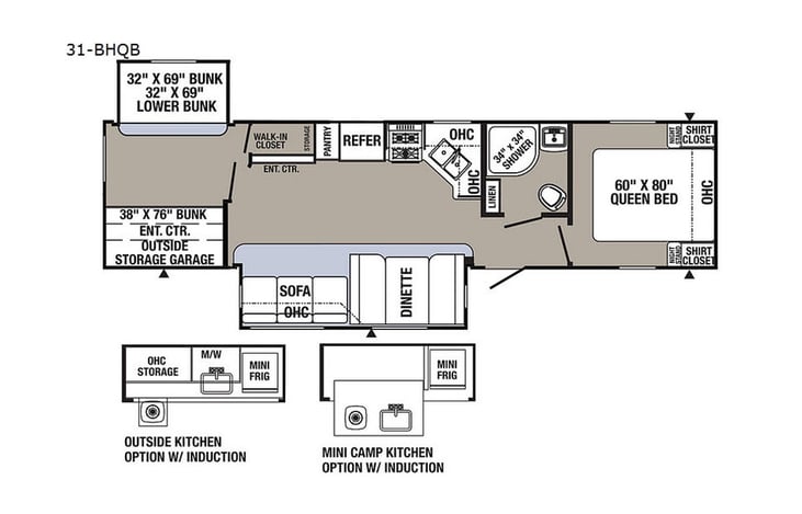 Representative floor plan provided by a trusted RVshare partner.