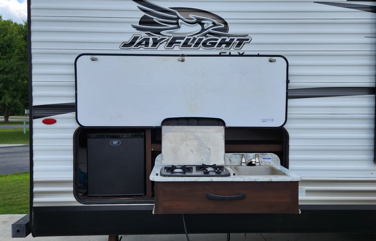 Outdoor refrigerator, stove, sink