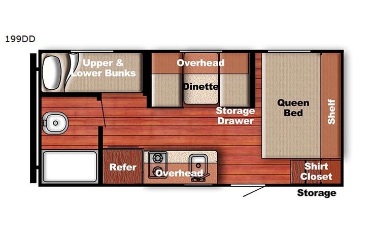 Representative floor plan provided by a trusted RVshare partner.