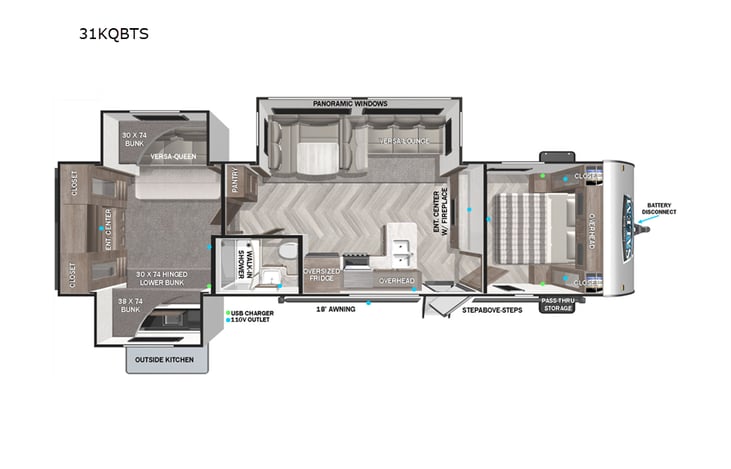 Representative floor plan provided by a trusted RVshare partner.