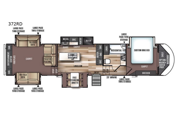 Representative floor plan provided by a trusted RVshare partner.