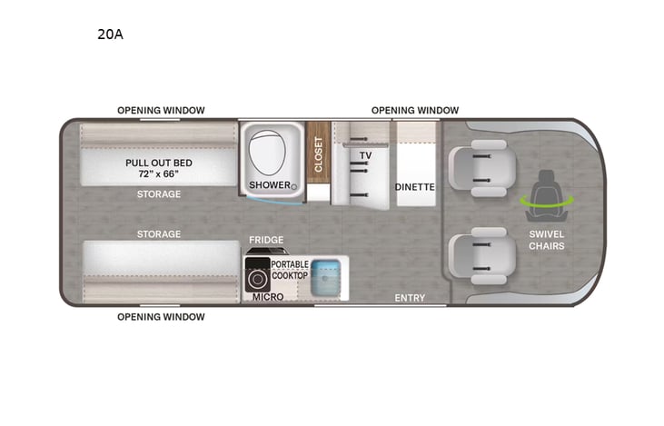 Representative floor plan provided by a trusted RVshare partner.
