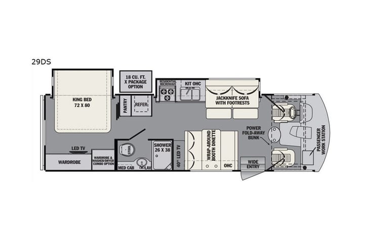 Representative floor plan provided by a trusted RVshare partner.