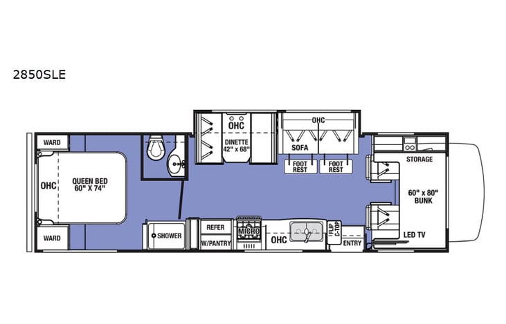 Representative floor plan provided by a trusted RVshare partner.