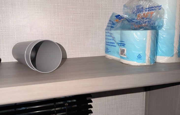 Cups and toilet paper