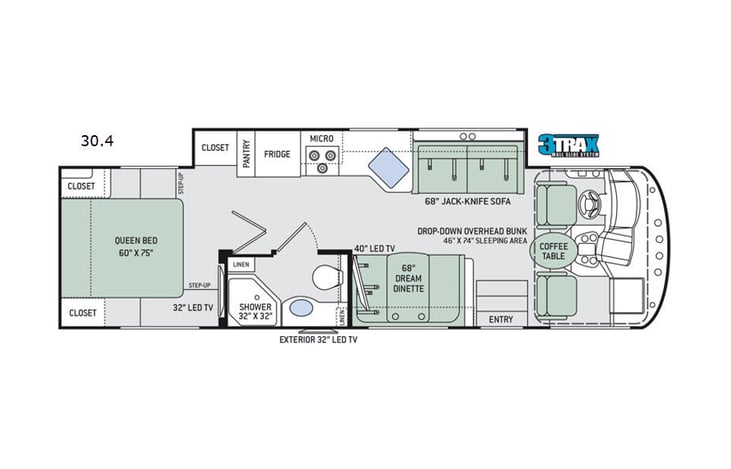 Representative floor plan provided by a trusted RVshare partner.
