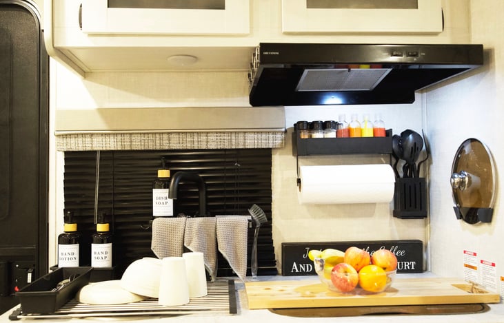 Spices and condiments to cook your use with your favorite meals. Kitchen cabinets have additional storage bins to accommodate numerous amenities provide with enough space left for your own items.