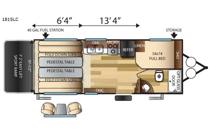 Representative floor plan provided by a trusted RVshare partner.