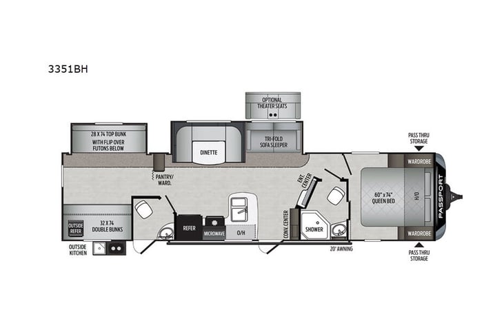 Representative floor plan provided by a trusted RVshare partner.