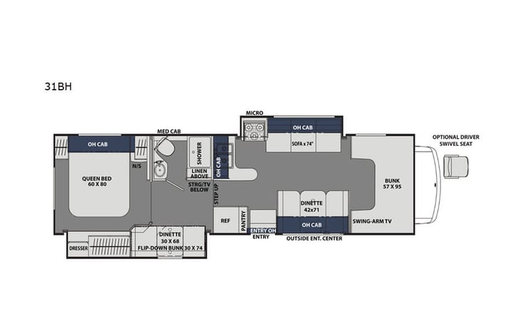 Representative floor plan provided by a trusted RVshare partner.
