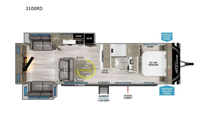 Representative floor plan provided by a trusted RVshare partner.