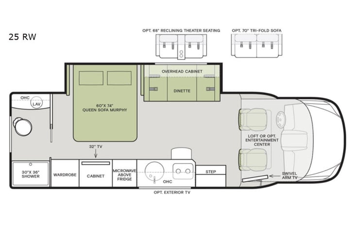 Representative floor plan provided by a trusted RVshare partner.