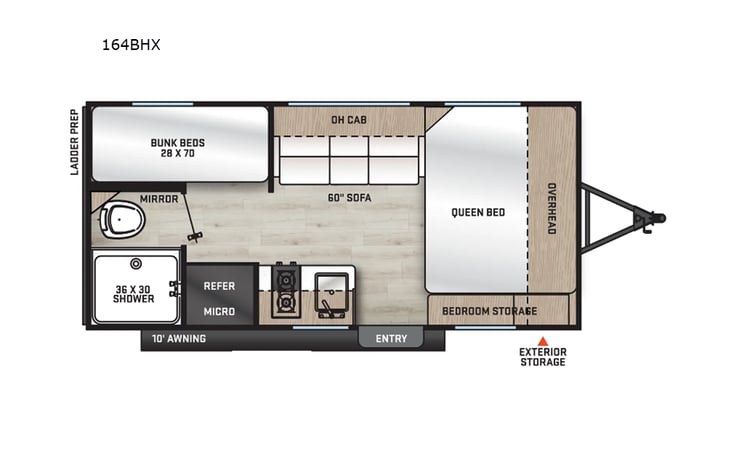 Representative floor plan provided by a trusted RVshare partner.