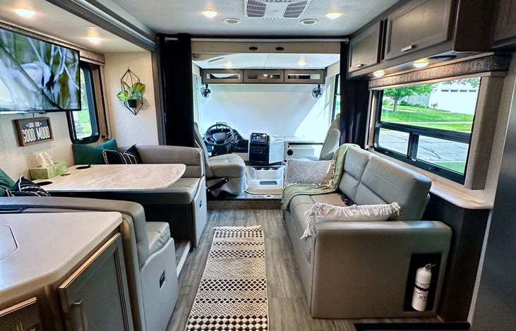 From of the motorhome with the slide out.