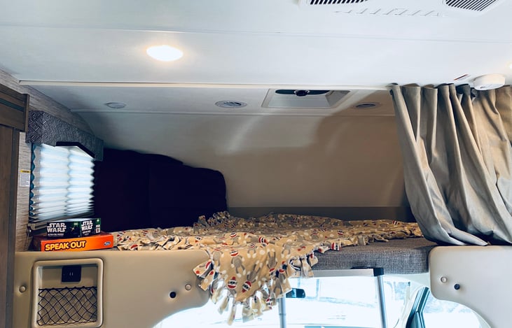 Privacy curtain closes off entire bunk