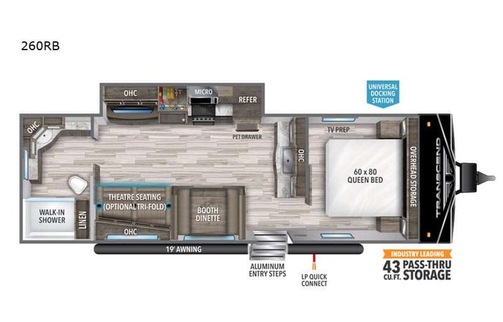 Representative floor plan provided by a trusted RVshare partner.