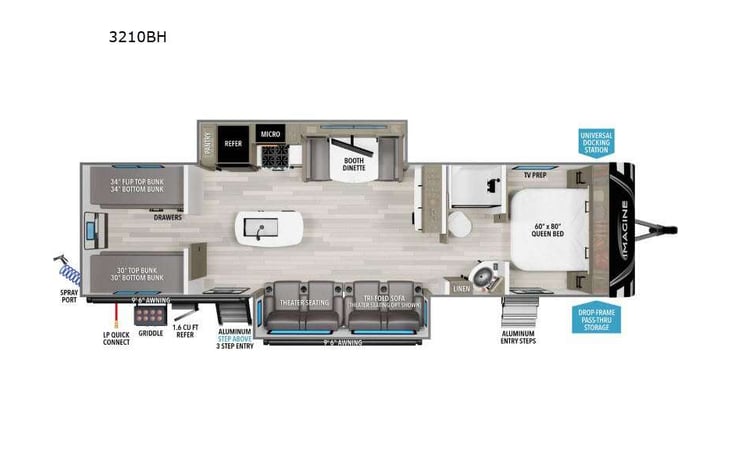 Representative floor plan provided by a trusted RVshare partner.
