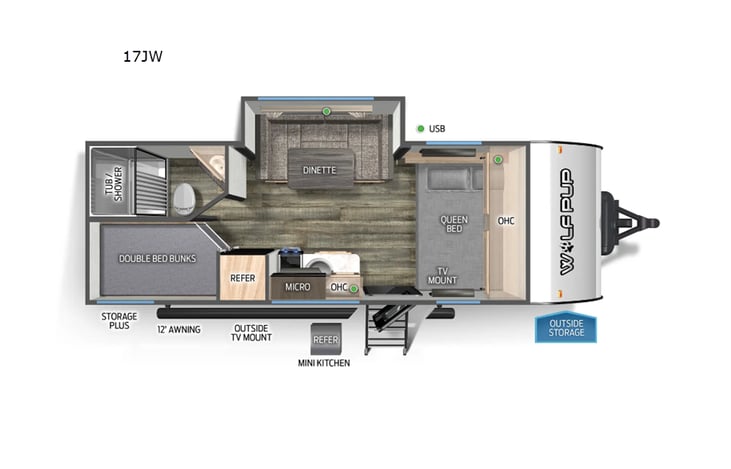 Representative floor plan provided by a trusted RVshare partner.
