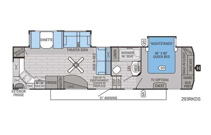Representative floor plan provided by a trusted RVshare partner.
