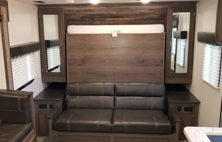 Murphy bed. storage under jack-knife couch.