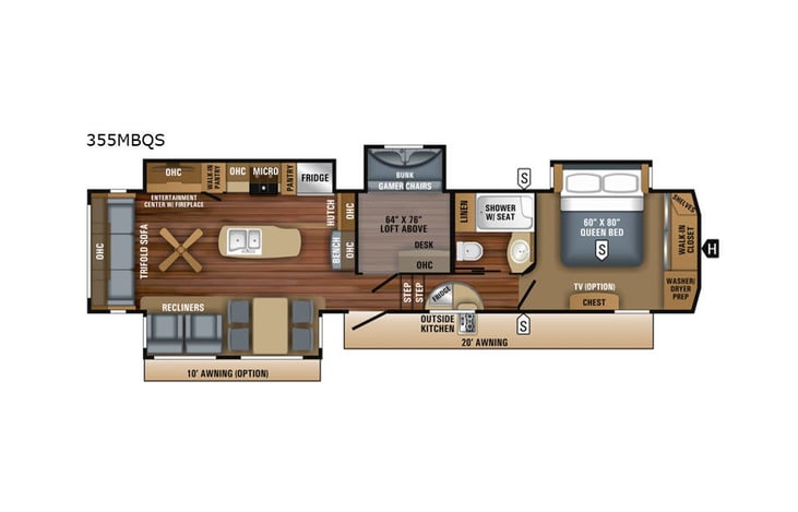 Representative floor plan provided by a trusted RVshare partner.