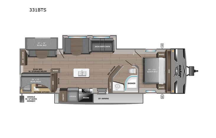Representative floor plan provided by a trusted RVshare partner.