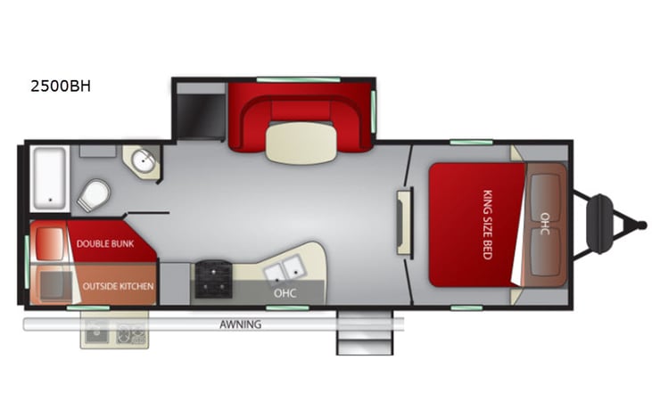 Representative floor plan provided by a trusted RVshare partner.