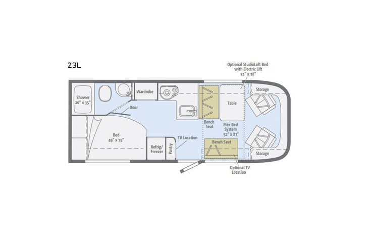 Representative floor plan provided by a trusted RVshare partner.