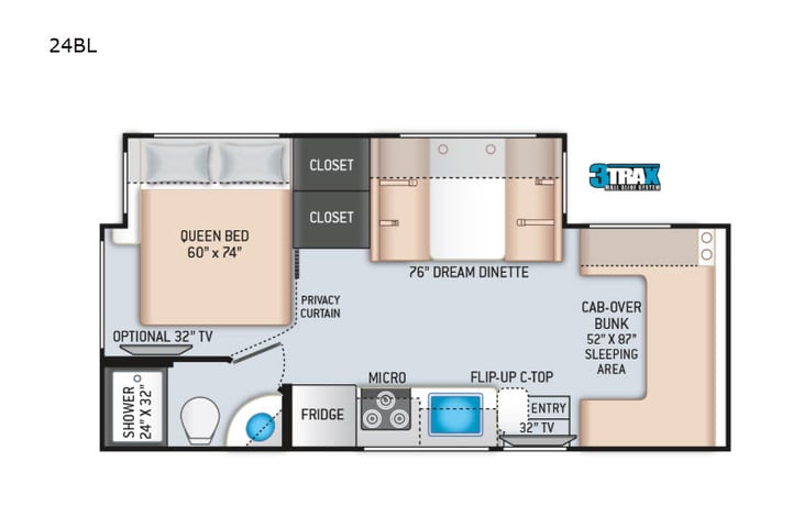 Representative floor plan provided by a trusted RVshare partner.