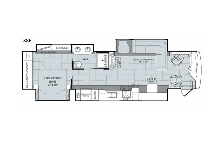 Representative floor plan provided by a trusted RVshare partner.