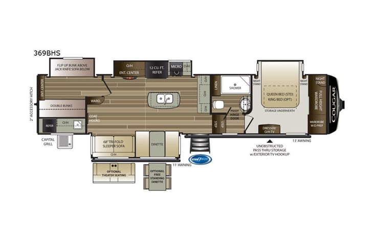Representative floor plan provided by a trusted RVshare partner.