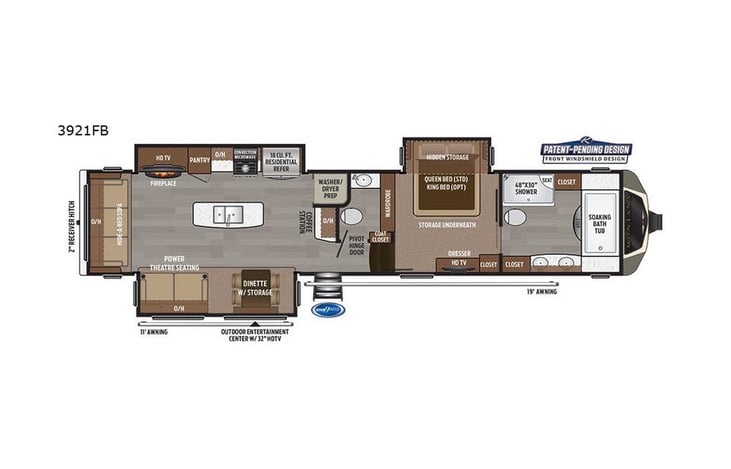 Representative floor plan provided by a trusted RVshare partner.