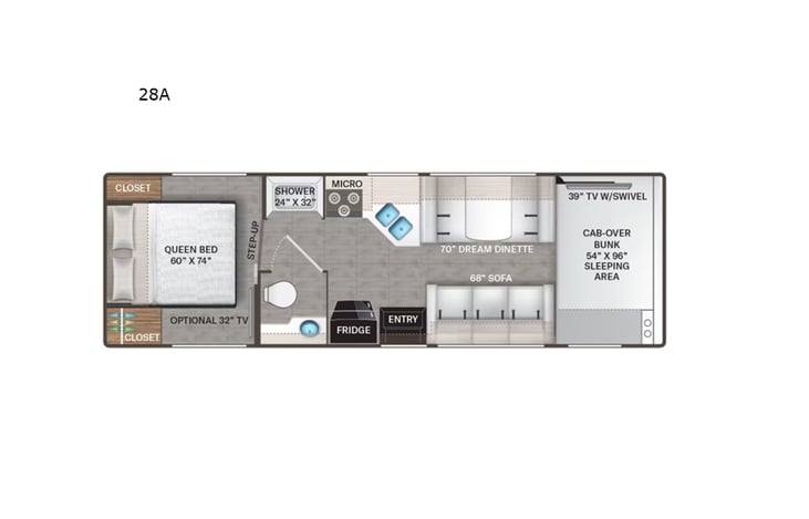 Representative floor plan provided by a trusted RVshare partner.