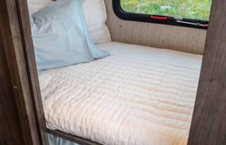 twin sized bunks in private bunkhouse.