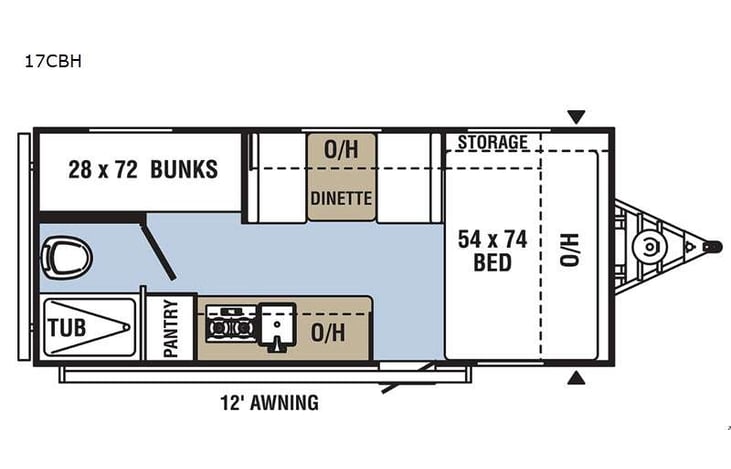 Representative floor plan provided by a trusted RVshare partner.