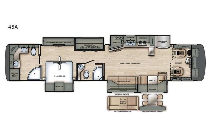 Representative floor plan provided by a trusted RVshare partner.