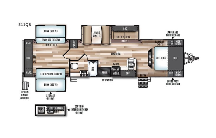 Representative floor plan provided by a trusted RVshare partner.