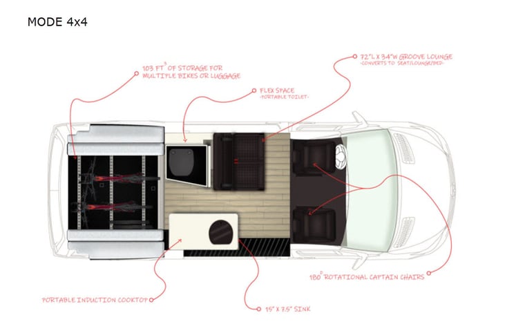 Representative floor plan provided by a trusted RVshare partner.