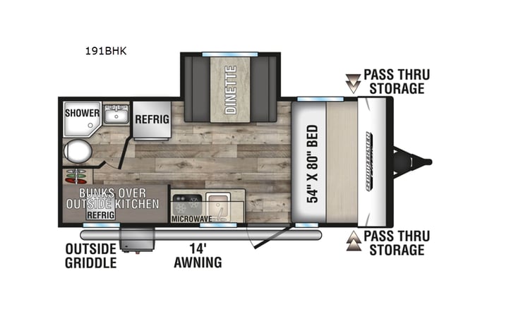 Representative floor plan provided by a trusted RVshare partner.