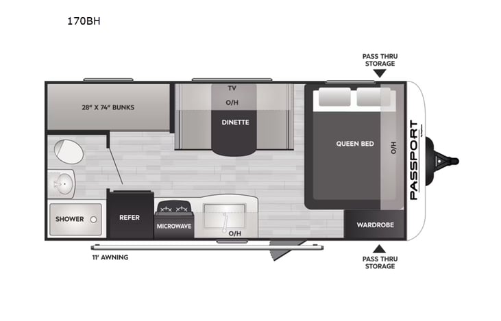 Representative floor plan provided by a trusted RVshare partner.