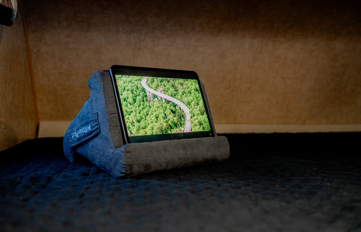 Overhead bunk iPad holder for easy viewing (iPad not included)