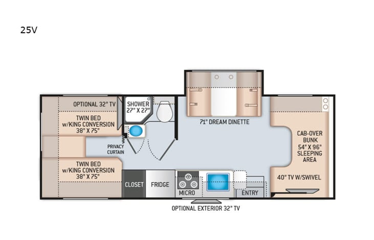 Representative floor plan provided by a trusted RVshare partner.