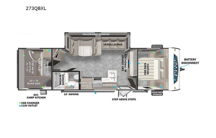 Representative floor plan provided by a trusted RVshare partner.