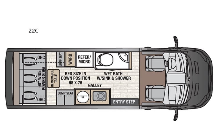 Representative floor plan provided by a trusted RVshare partner.