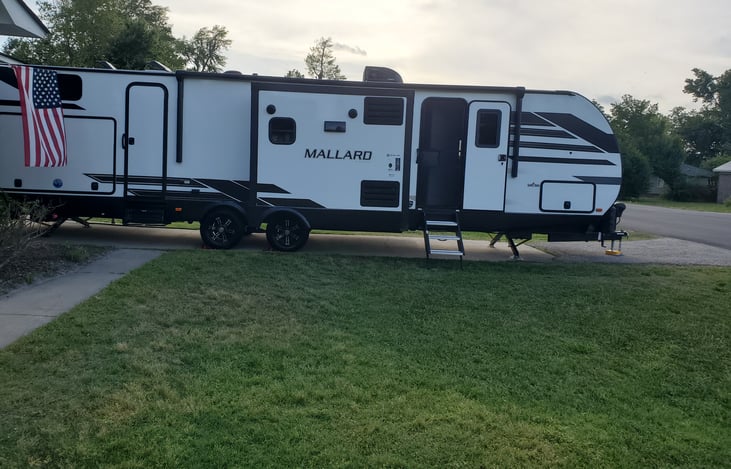 There is a storage space in the bottom front of the camper. We supply 4 chairs and a out door camper rug. Two AC unit, 50 amp hook up. Sleeps 8 people